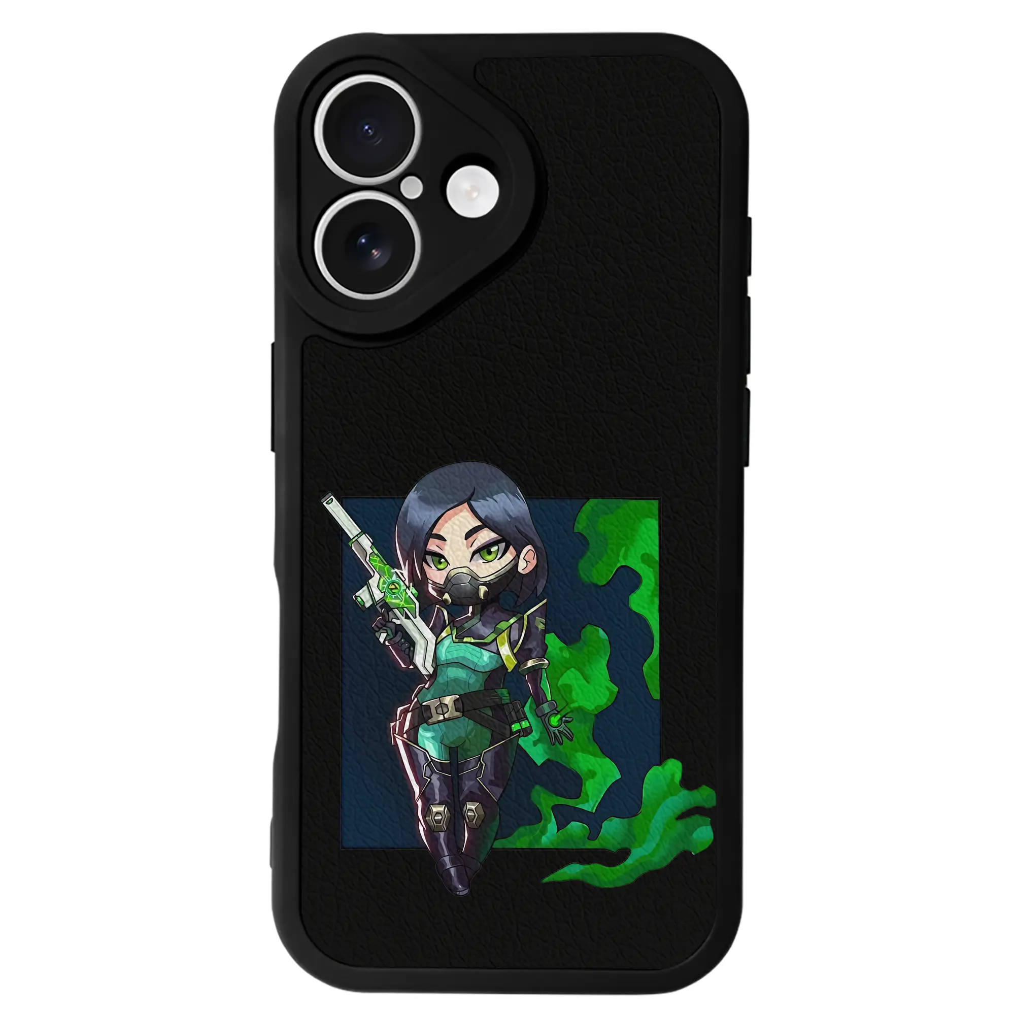 VALORANT グッズ,ヴァイパー - IPhone 16シリーズ対応 ・ シリコンスマホケース ・ レザー調 ・ 高精度フィット ・ 耐衝撃 ・ ワイヤレス充電対応 ・ 精密カット